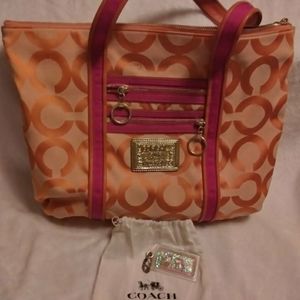 NEW Authentic Coach Purse with FOB Floating Glitter Keychain and B&BW PocketBac